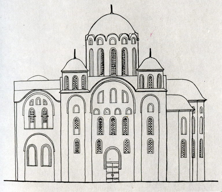Древнерусский каменный храм нарисовать